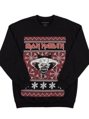 Iron Maiden Black Crewneck Sweater with Red & White Graphic Men’s Size M